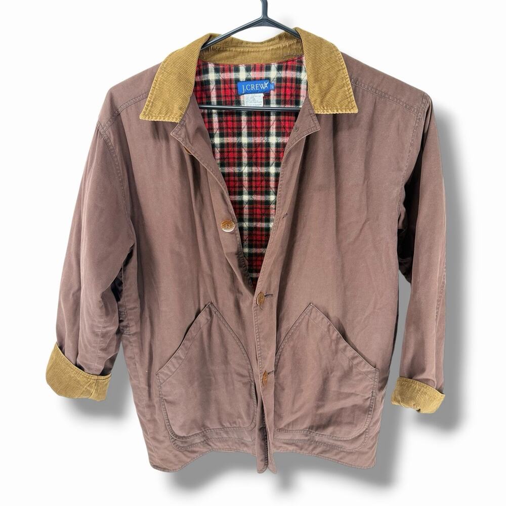 J.CREW Vintage Oarsmen Brown Barn Jacket / Chore Coat Corduroy Collar Large Tall